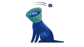 Illustration of a dog wearing cone