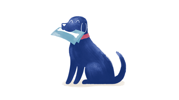 illustration of dog with xray in mouth