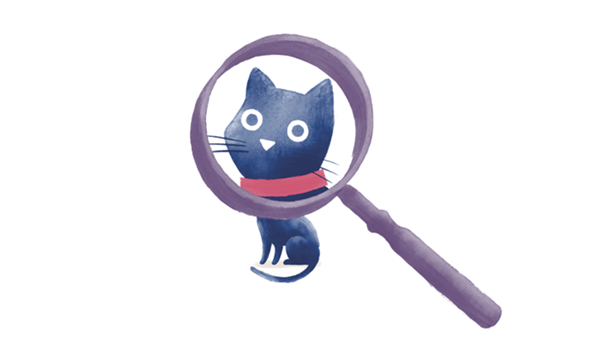 Molly with a magnifying glass